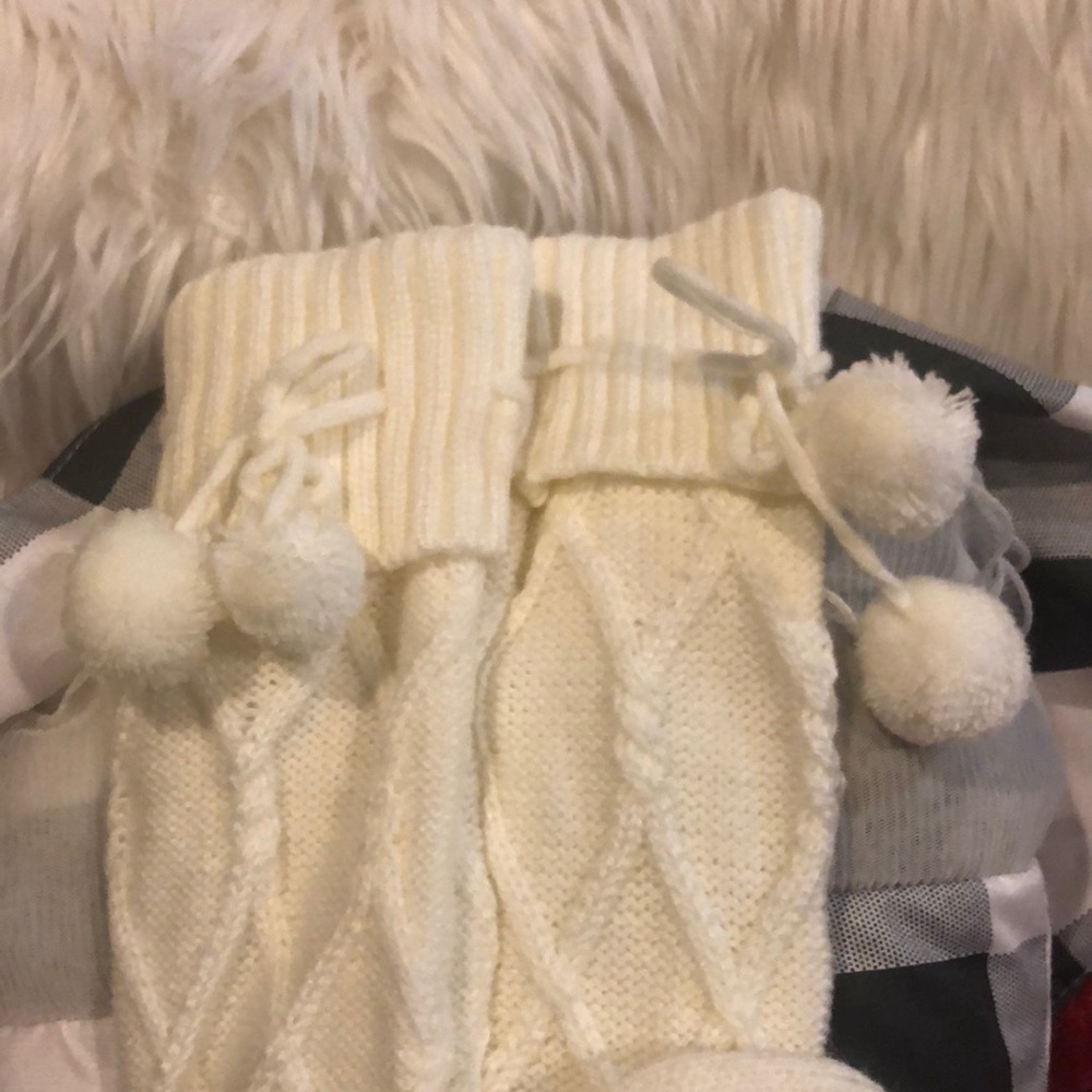 Socks long sweater knit with Pom Poms! Over knee
